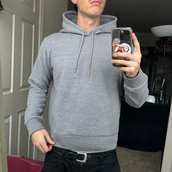 Grey Blank Los Angeles Apparel Hoodie Pullover Sweatshirt - Picture 2 of 6